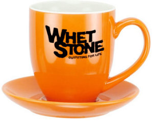 Promotional Ceramic Mugs: 16oz Two Tone Bistro Mugs with Saucer